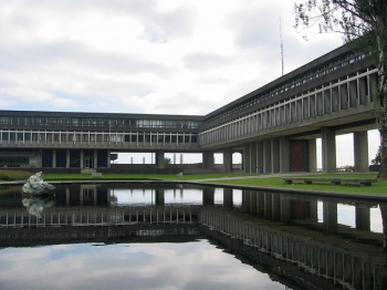 Academic Quadrangle pond at Simon Fraser University Burnaby BC Canada