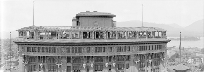 View of Hotel Vancouver roof garden