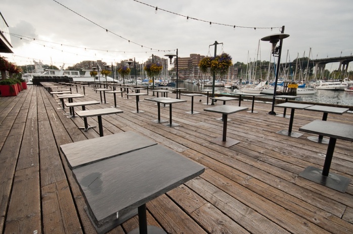Granville Island bridge restaurant patio