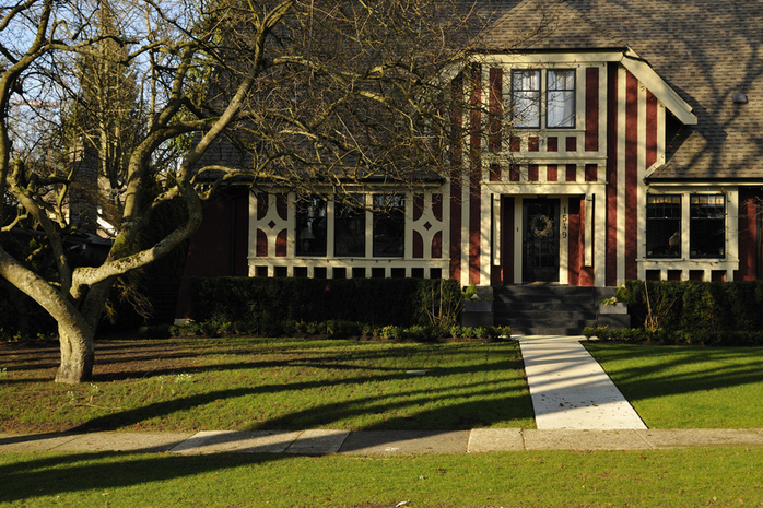 Shaughnesssy architecture red striped house