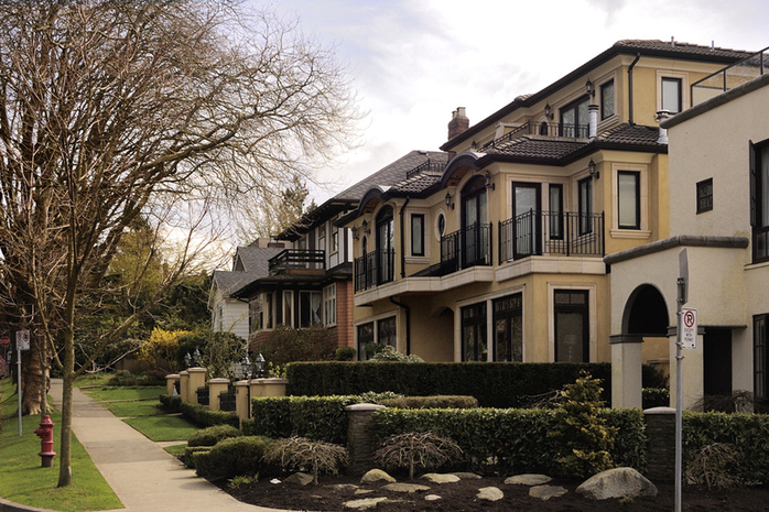 Kitsilano streetscape with townhouses