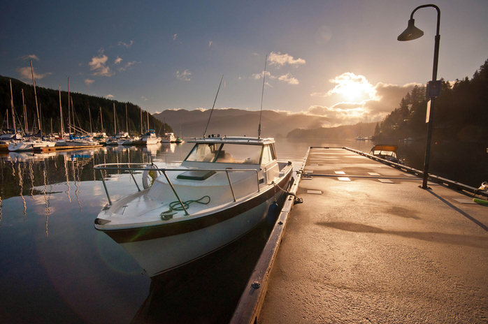 small white motor boat