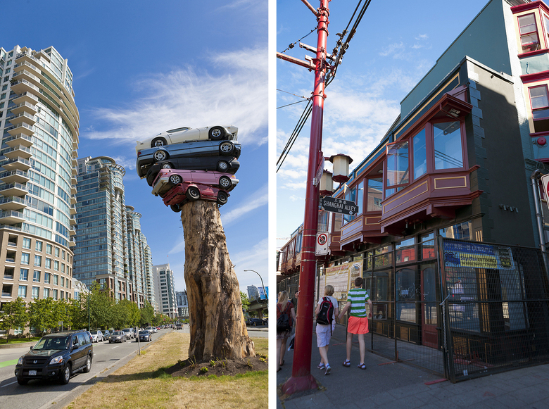 The Trans Am Totem and the Sam Kee building