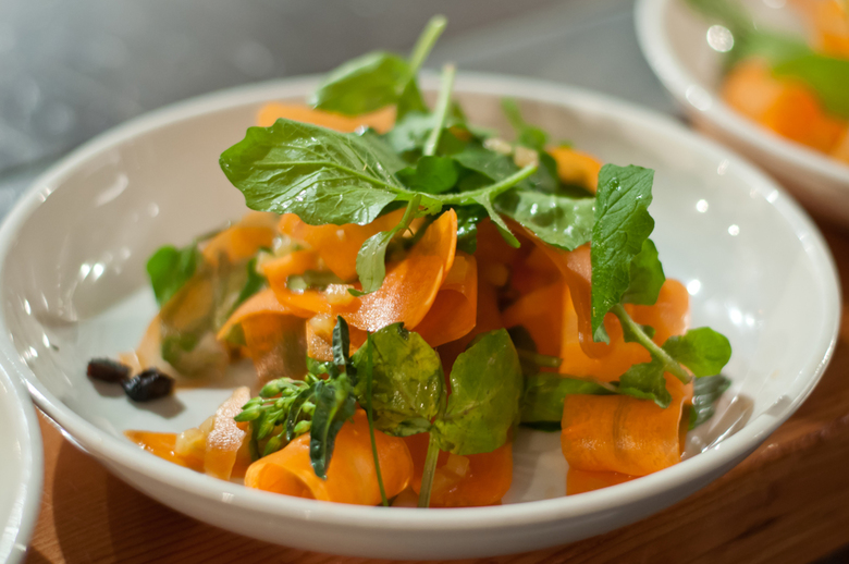 Grapes and Soda 2 shaved carrot watercress gingerbeer dressing jerky